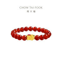 周大福吉祥貔貅足金黄金红色玉髓手串女EOR1251礼物男女 EOR1251