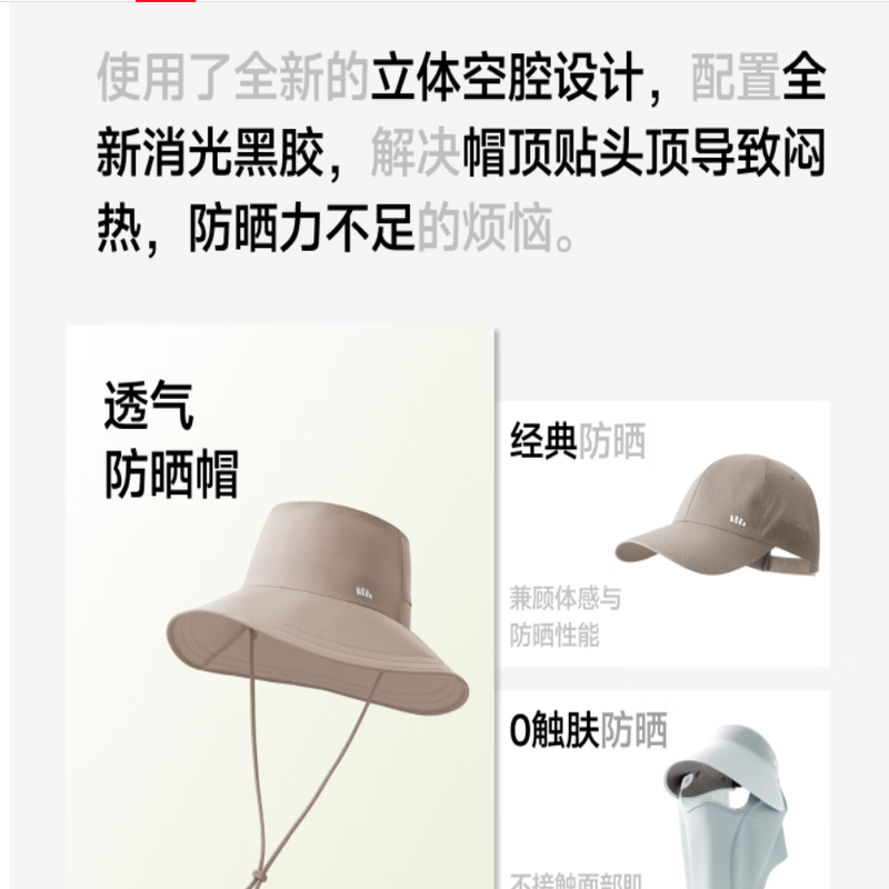 蕉下(beneunder)遮阳帽子女透气渔夫帽防晒帽钓鱼帽登山帽太阳帽子男防紫外线灰高清大图
