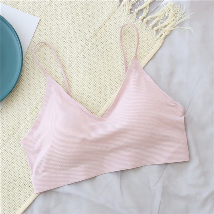 盛世尼曼夏季白色冰丝抹胸内衣美背交叉带无钢圈裹胸高中少女打底防