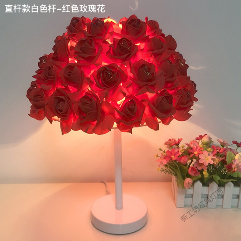 苏宁放心购 水晶台灯创意婚庆婚房红色陪嫁卧室床头灯台灯欧式玫瑰花结婚