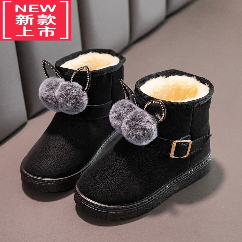 可莉允儿童雪地靴2022年冬季新款宝宝保暖棉靴加绒短靴女童防水防滑皮靴图片