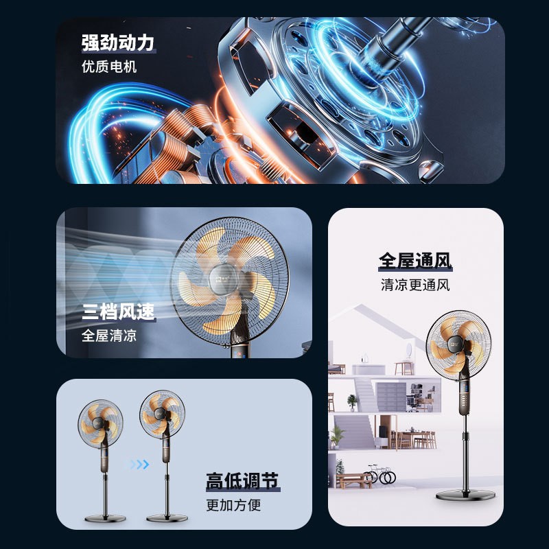 骆驼CAMEL电风扇落地扇家用宿舍立式升降扇学生落地16寸机械款高清大图