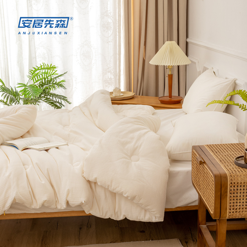 安居先森ANJU250802 150*200cm水洗棉布大豆纤维被 (计价单位:条) 白色高清大图