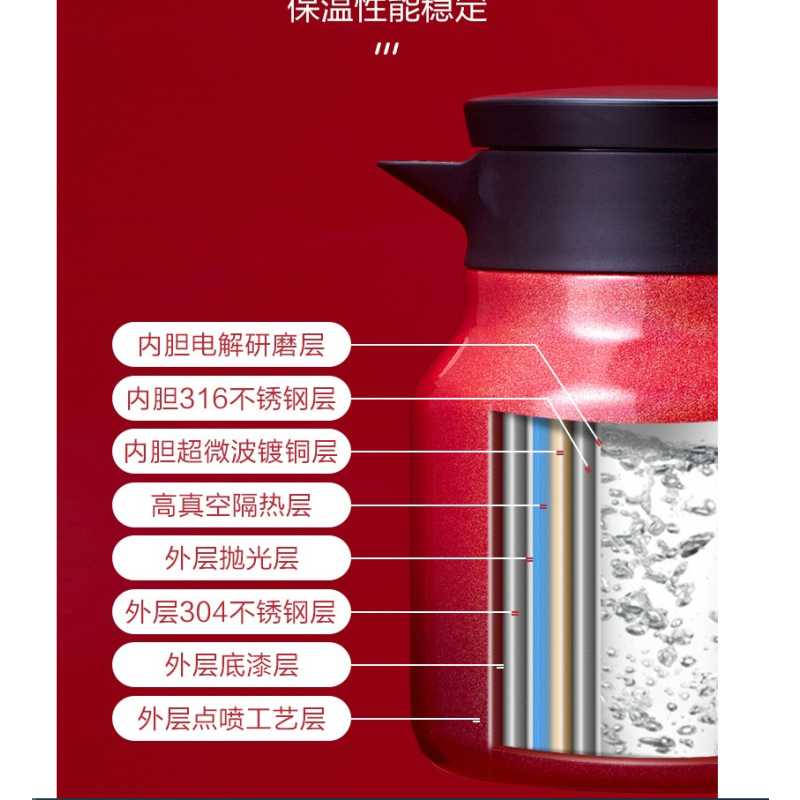 多样屋星河保温壶 红色 800ml