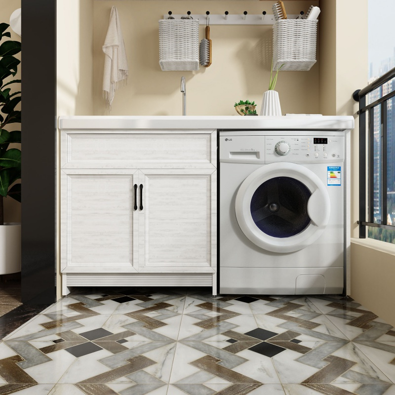 洗衣柜阳台柜组合太空铝洗衣柜闪电客带搓衣板洗衣机柜