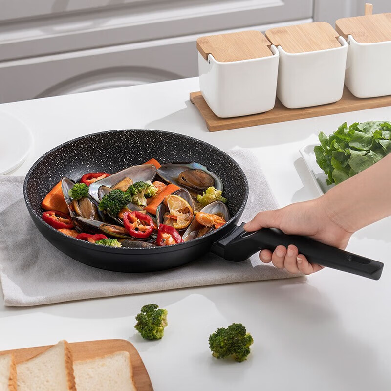 爱仕达(ASD)煎锅平底锅 麦饭石色 电磁炉燃气明火通用 28cm JL28S1WG高清大图