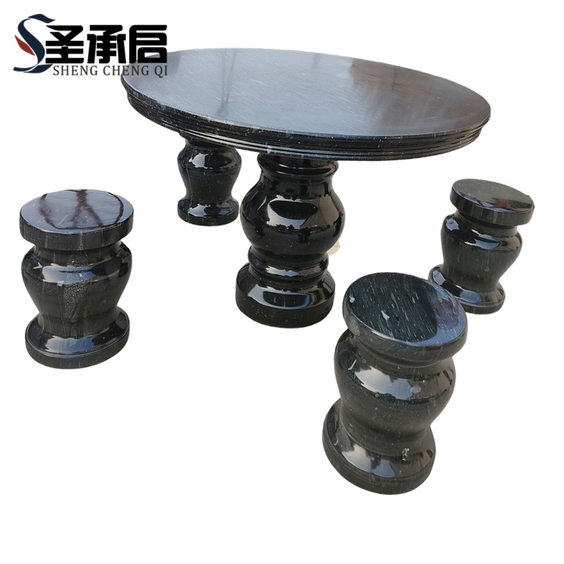 圣承启 户外石桌 直径100cm 套高清大图