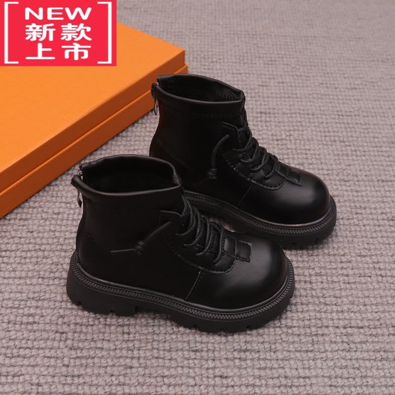 可莉允女童靴子2022冬季新款儿童鞋子马丁靴加绒二棉短靴洋气皮靴英伦风图片