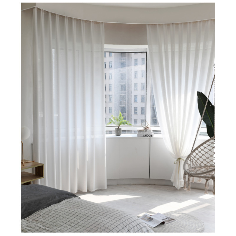 水星家纺白纱窗帘透光不透人窗纱帘白色布料阳台半遮光503295米