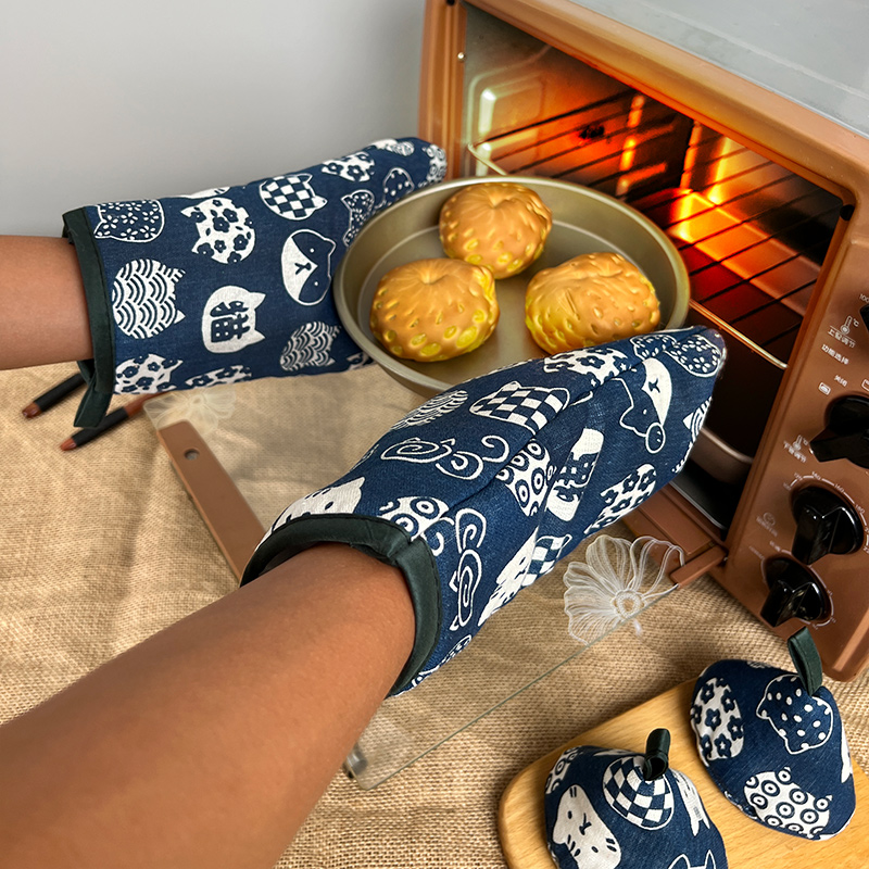 [补贴10%]隔热三角锅盖帽耐高温防烫加厚防烫手套微波炉烘焙烤箱炉手套加长高清大图