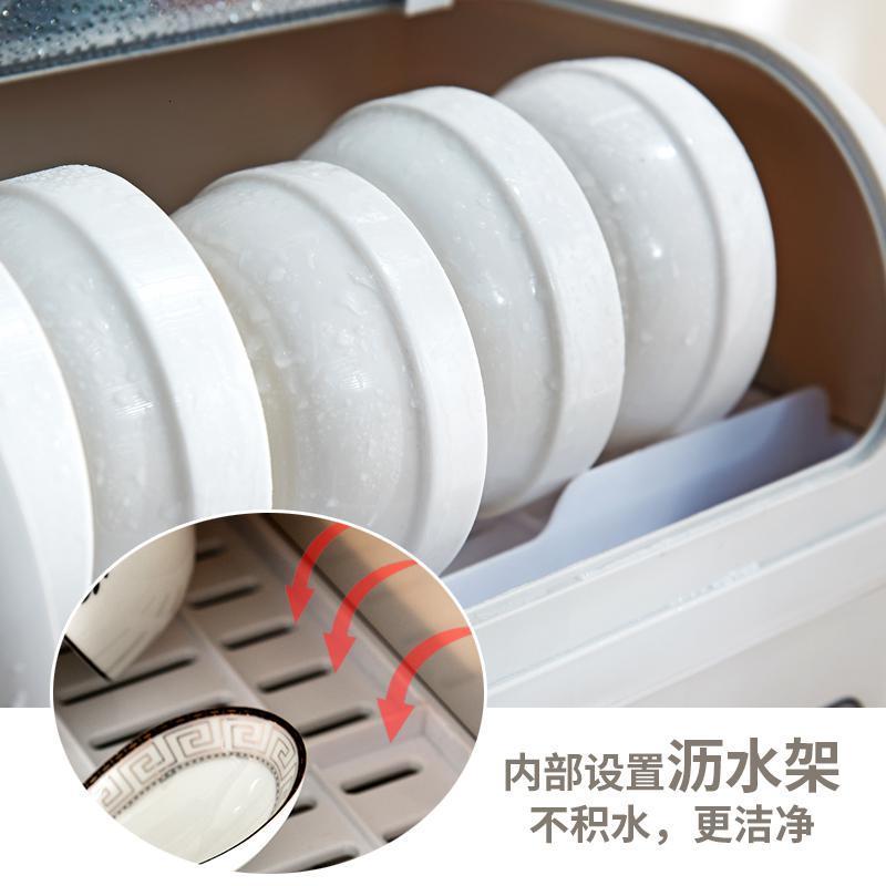 家柏饰(CORATED)放碗筷收纳盒厨房沥水碗架碗碟箱带盖碗柜塑料餐具厨具家用置物架高清大图