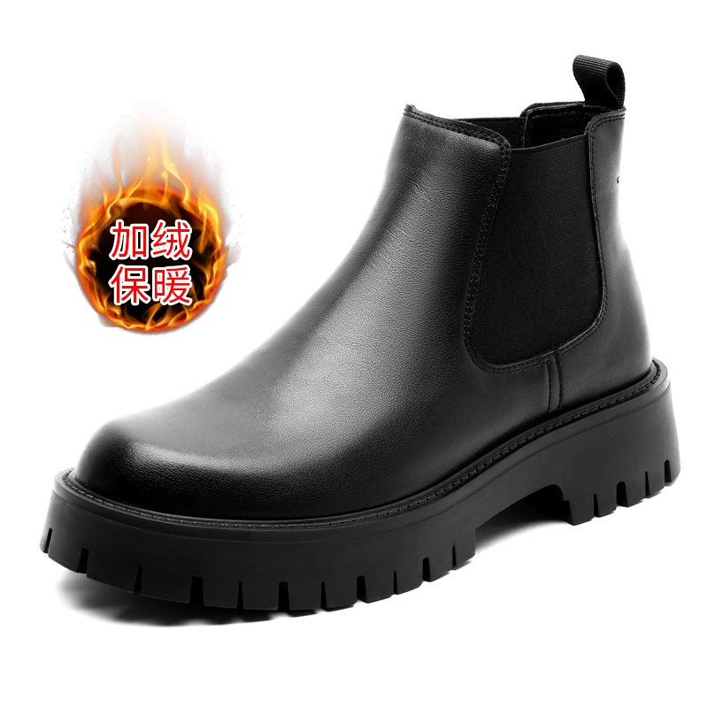 马丁靴男士冬季真皮英伦风切尔西男靴加绒高帮皮靴潮流百搭靴子男