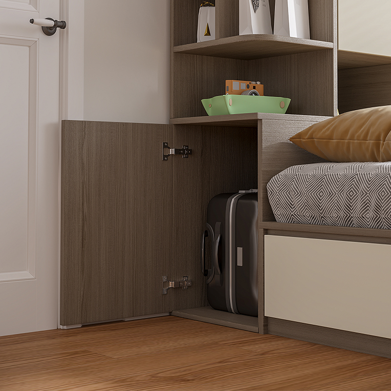 木月储物床现代简约单人床高箱床家用卧室榻榻米床小户型衣柜床一体