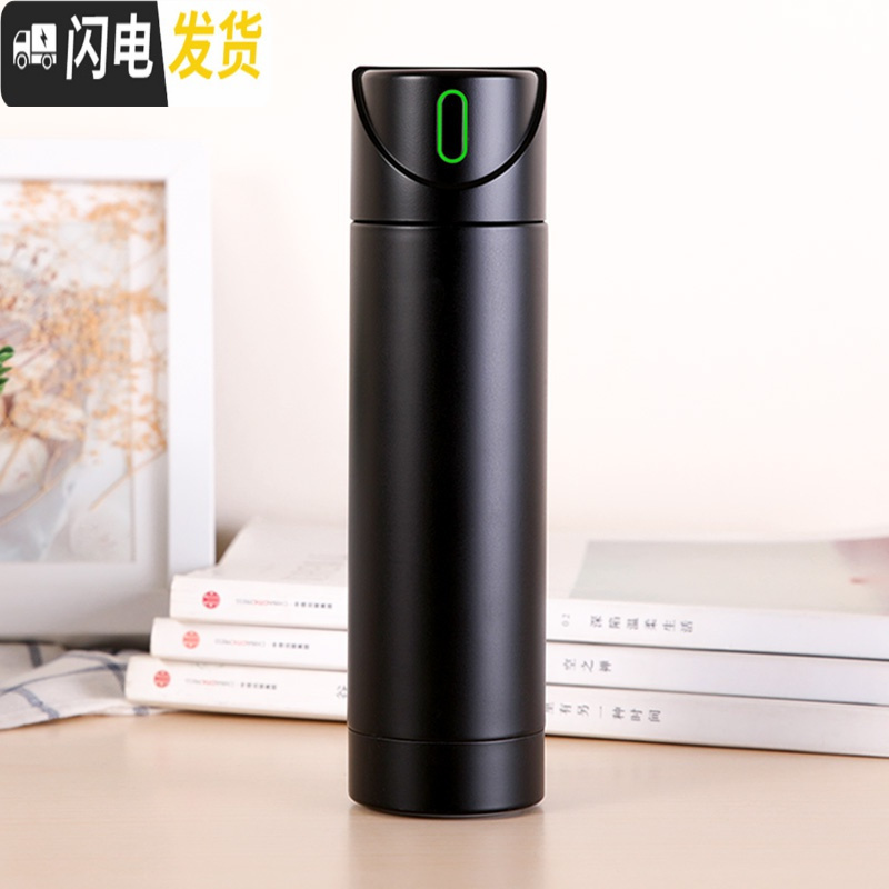 三维工匠黑科技刻字定制智能水杯女提醒喝水温度显示多功能保温杯男士 黑色340单只装高清大图