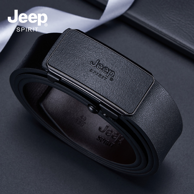 JEEP SPIRIT吉普新款内穿皮带无牙无孔自动扣男士休闲裤带男JJ高清大图