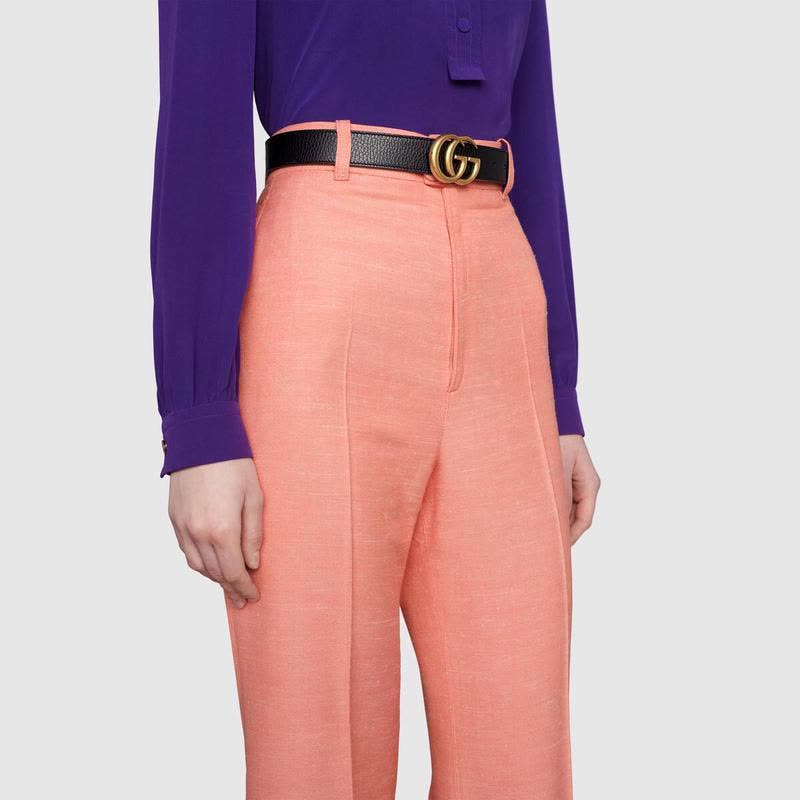 古驰(GUCCI)真皮双G带扣双面可穿戴低腰高腰商务休闲皮质男士腰带图片