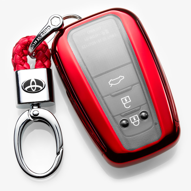 【补贴10%】2020款八代凯美瑞钥匙套雷凌卡罗拉C-HR车用锁匙包亚洲龙奕泽19款汽车钥匙包 丰田红色+扣