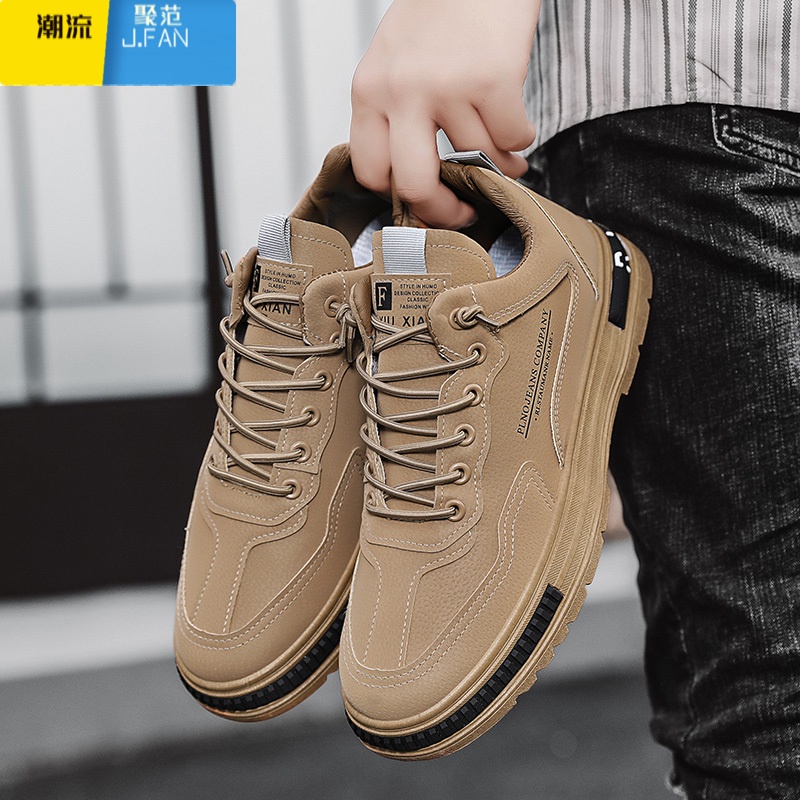 聚范男鞋2024新款男士厨房防水工作上班防滑劳保潮鞋黑色休闲板鞋高清大图