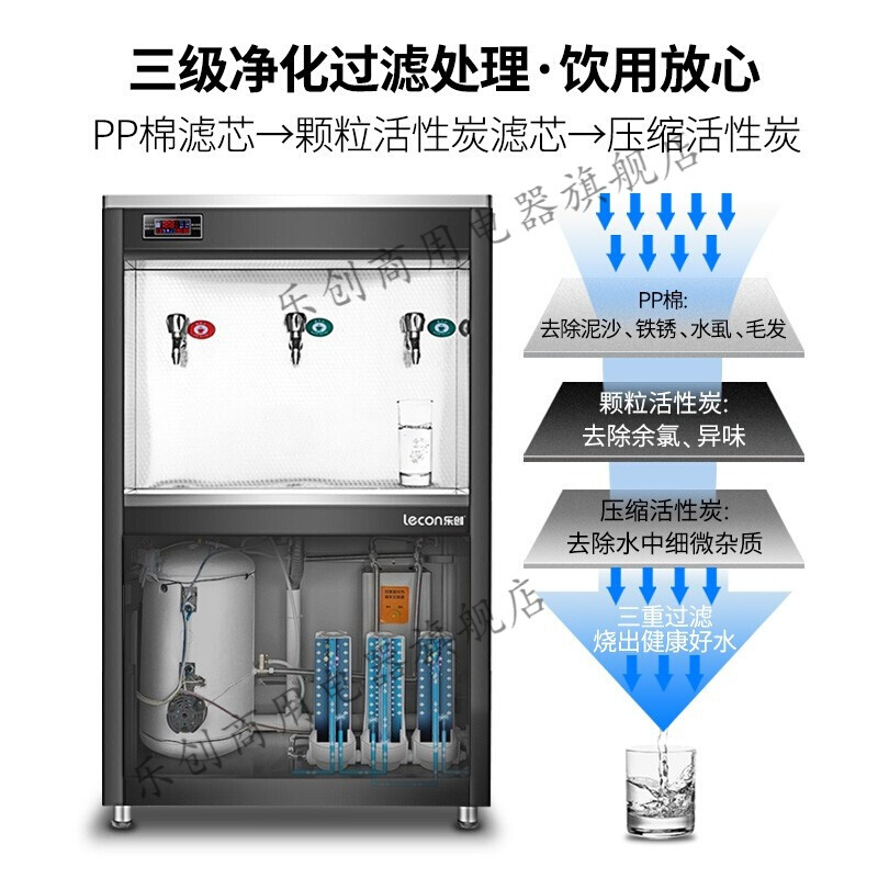 乐创(lecon)直饮机商用开水器学校公司工厂医院饭堂大型不锈钢直饮电热烧水机开水机 智能一开两温(220V/3KW)