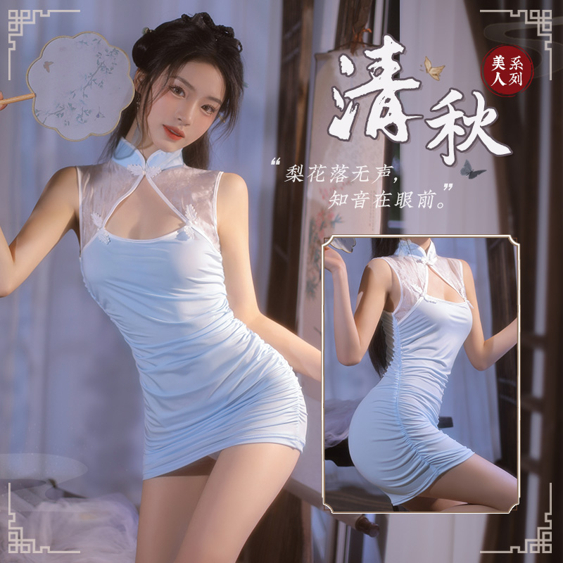 霏慕情趣内衣古典旗袍制服午夜魅力可爱校园性感睡衣复古抽褶镂空旗袍女式情趣睡衣7028高清大图