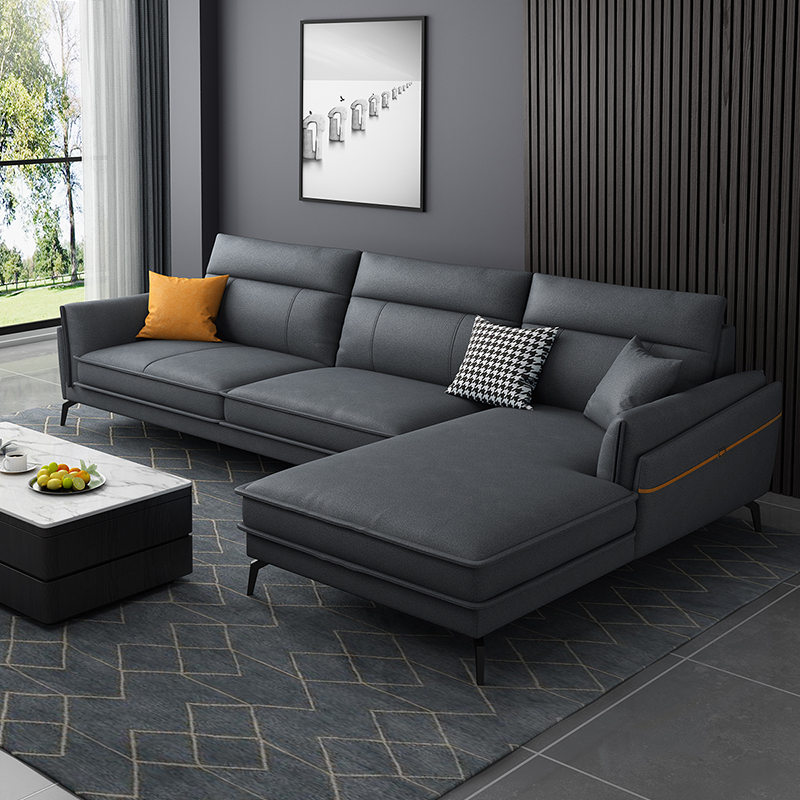 妮曼迪科技布沙发免洗北欧简约布艺沙发轻奢现代客厅沙发l型整装家具