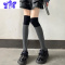 Ideamini黑灰拼接袜春秋日系拼色长筒袜子jk半腿中筒小腿袜高筒袜子