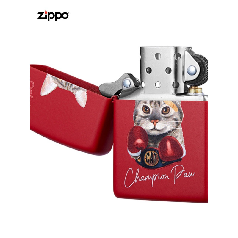 正品之宝zippo煤油防风打火机彩印拳击冠军猫创意个性芝宝送礼