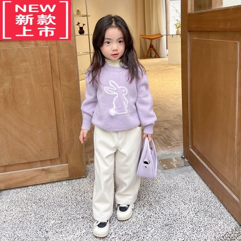 可莉允女童毛衣2022秋冬季新款儿童时髦保暖上衣潮宝宝洋气百搭甜美衣服图片