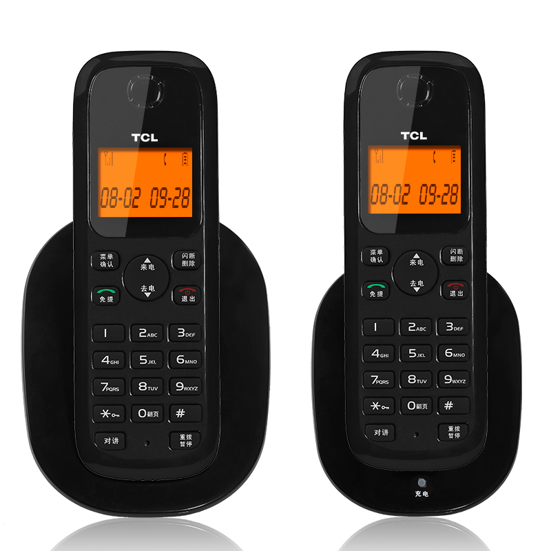 TCL 数字无绳电话机 D38 一拖一( 黑色主机配黑色子机)
