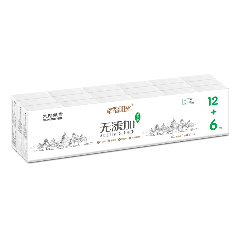 幸福阳光 手帕纸 四层 18包(条)包装 进口 原生木浆 纸巾
