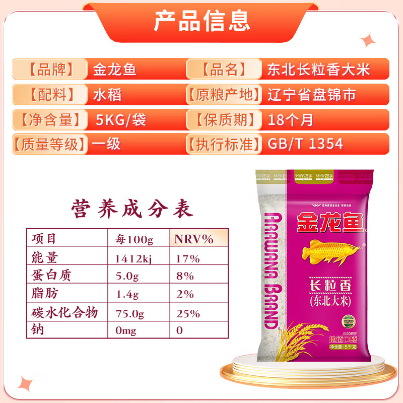 金龙鱼长粒香5kg高清大图