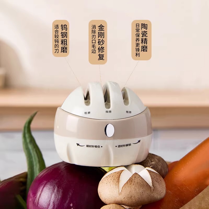 张小泉吸盘磨刀石家用快速磨刀神器手动专业开刃固定工具新款8138高清大图