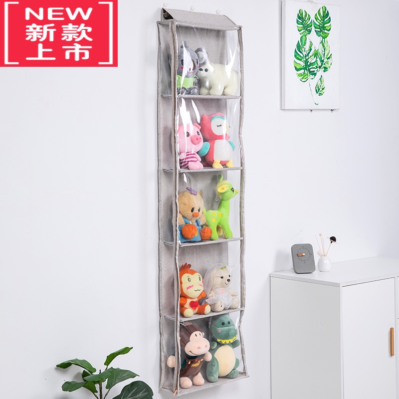 可莉允门后全封闭毛绒玩具棉花布娃娃布偶墙挂柜侧收纳器公仔防尘挂袋