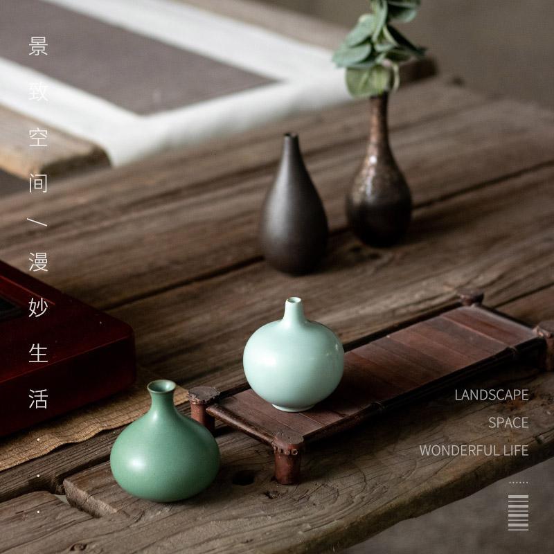 小花瓶摆件 粗陶窑变小花器 茶道禅意水培小花插陶瓷迷你小花瓶 三维工匠 款式五黑色
