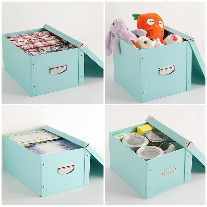 收纳箱纸质收纳盒有盖文件收纳箱纸箱书本收纳整理箱装衣服可折叠