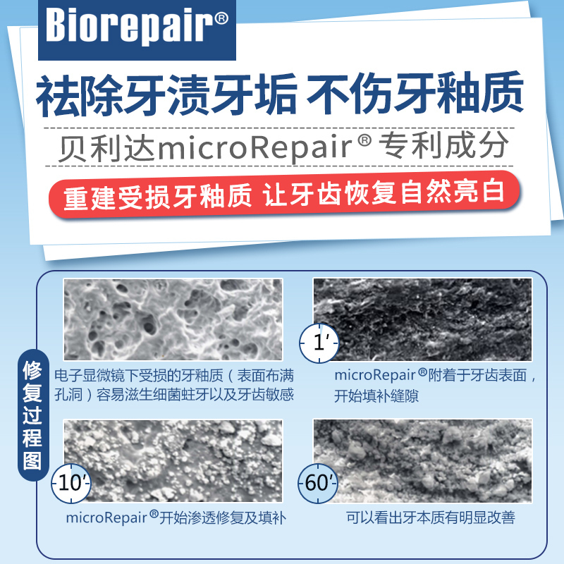 贝利达牙釉质修复多效牙膏(加强型+)75ml意大利进口清新口气抗敏感无氟防蛀去黄