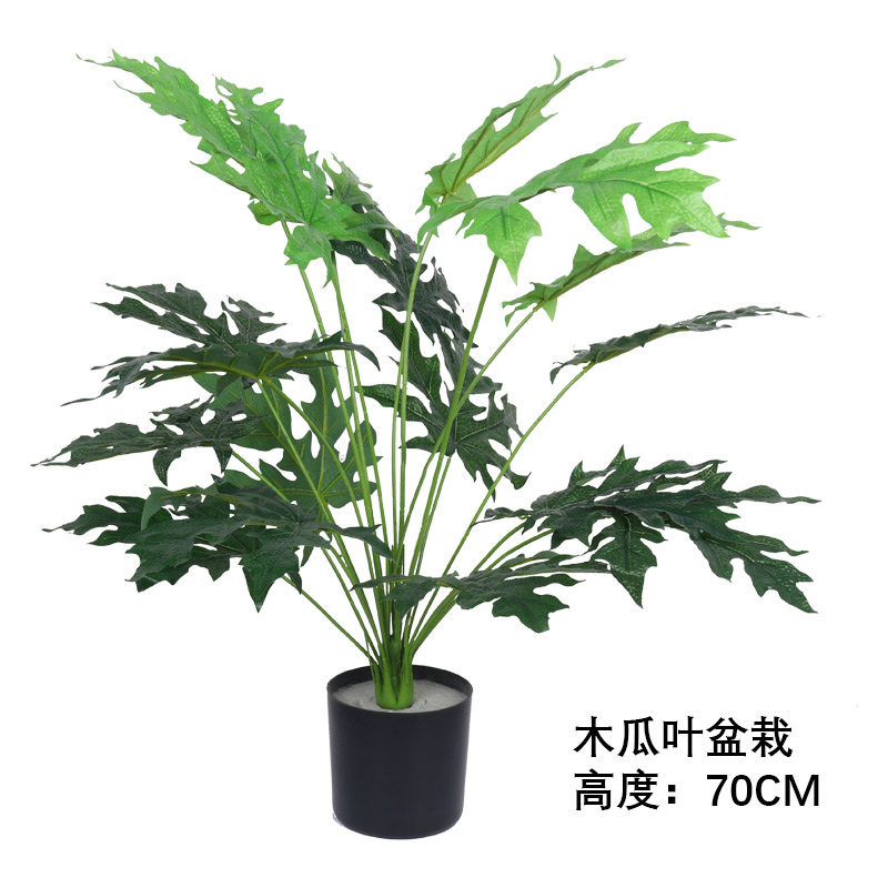 汇特益 仿真绿萝盆栽 木瓜叶盆栽 高度70cm(单位:盆)