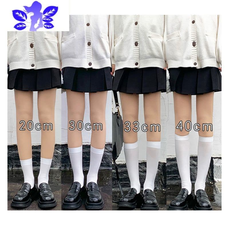 Ideamini小个子显高jk制服及膝白色小腿袜女中筒袜子长压力瘦腿夏季薄款袜子图片