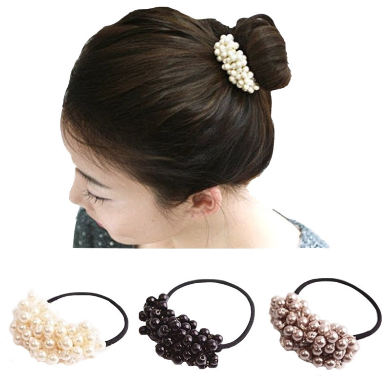 三条装韩版时尚珍珠头绳饰品圈绳淑女手工串珠橡皮筋扎头绳