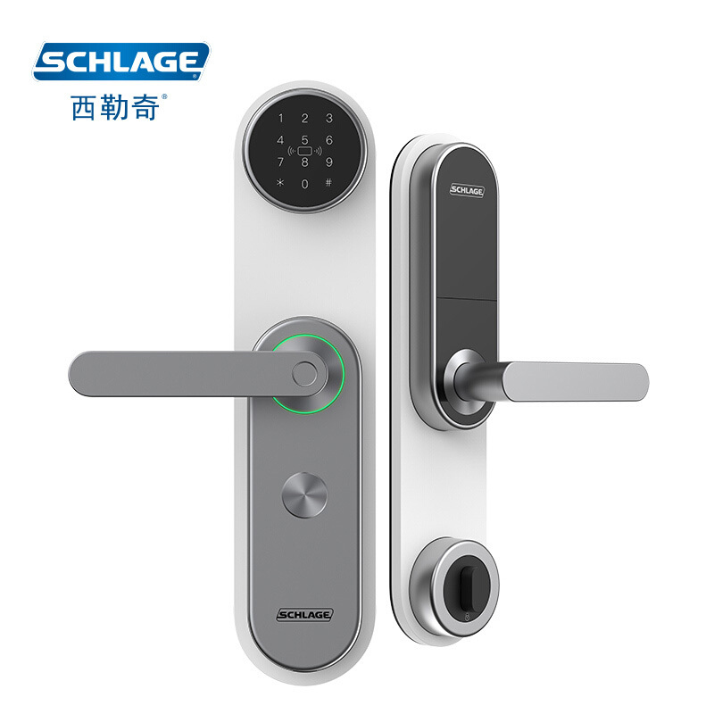 西勒奇(SCHLAGE)指纹锁U8家用防盗密码锁C级智能锁电子锁U8301-四合一-星云白-蓝牙版