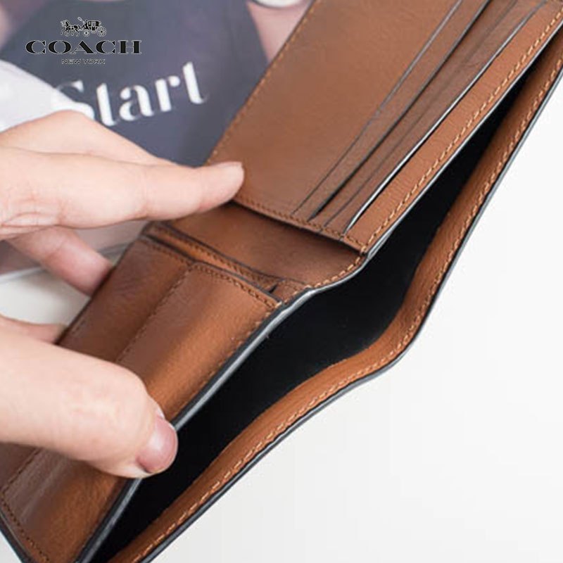[直营]COACH 蔻驰 男士Billfold 短款牛皮钱包 F75003 Coach钱包男包