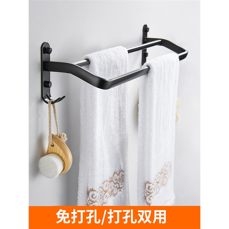 藤印象卫浴五金 挂件n5h 格非免打孔毛巾架浴室藤印象浴巾架卫生间毛巾挂架黑色双杆毛巾杆 价格图片品牌报价 苏宁易购越超家装主材专营店