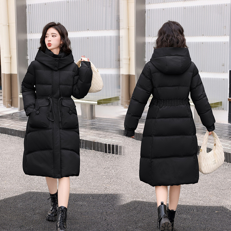 羽绒棉服冬季2024过膝新款连帽韩版宽松棉衣长款棉袄加厚外套女士高清大图