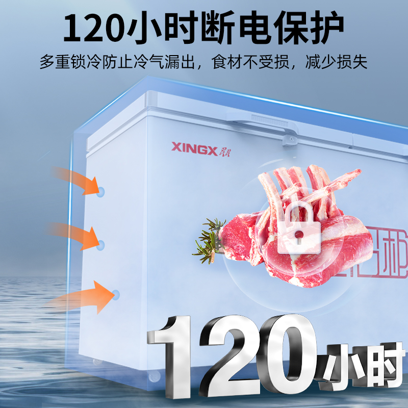 星星(XINGX)BD/BC-1588GD厨房商用保鲜设备卧式冷柜单温冷藏冷冻转换家用大容量-35℃深冷速冻超市雪糕柜高清大图