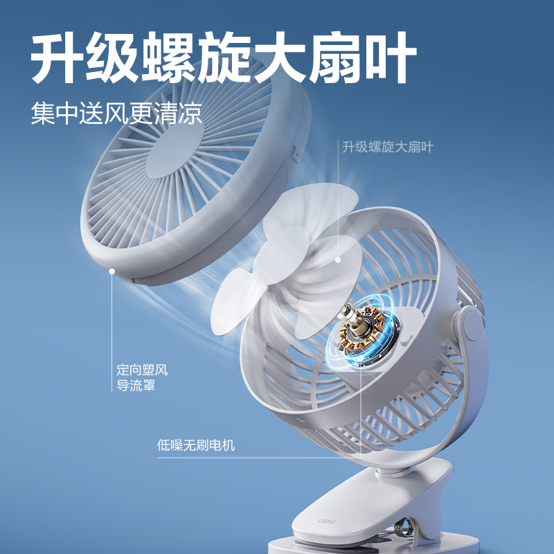 得力(deli)LK221插电款台夹风扇 黑色高清大图