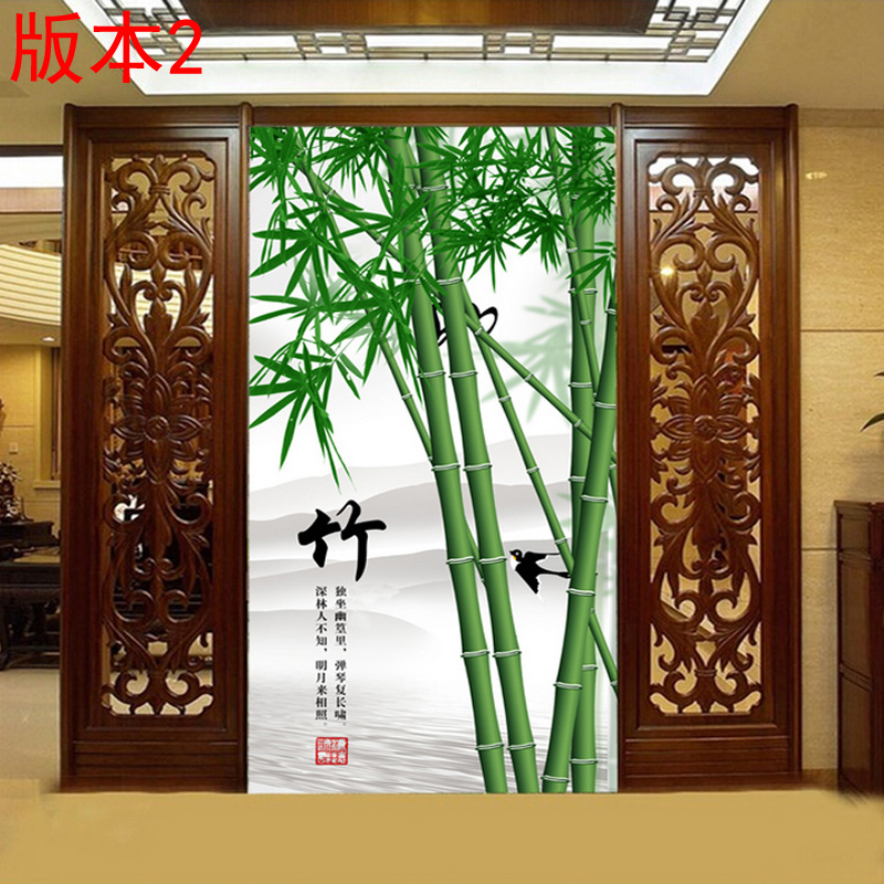无缝绿色电视背景墙纸壁纸客厅沙卧室大型壁画墙布玄关竹子定制壹德壹