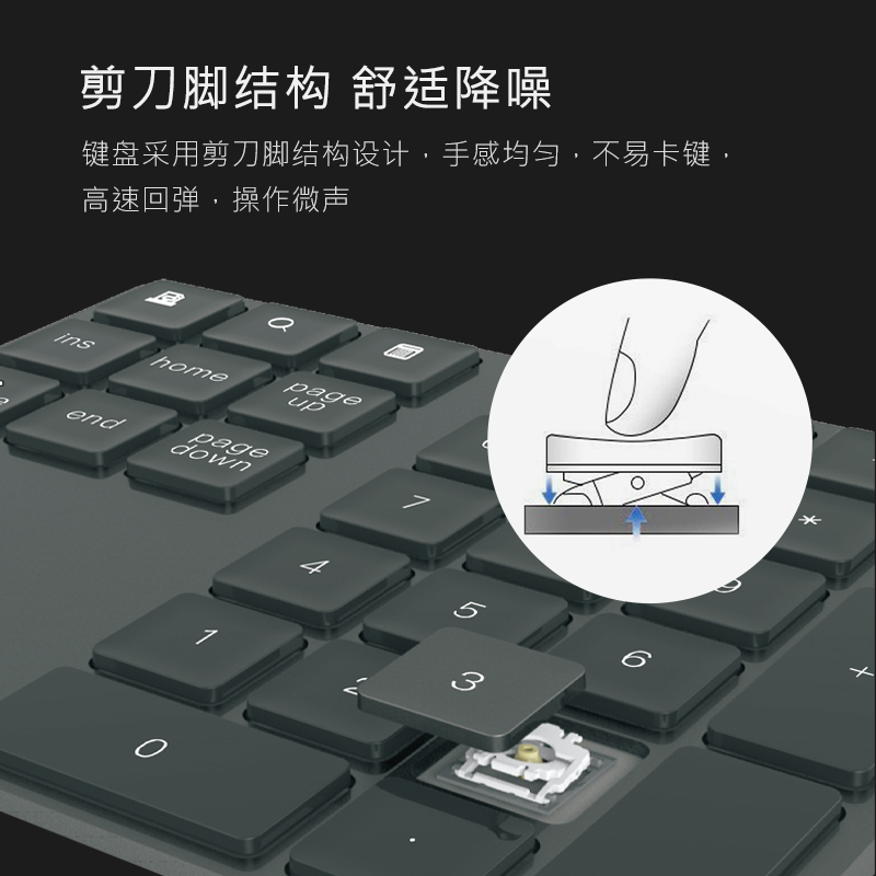 eoio伊娥剪刀脚超薄轻音无线蓝牙铝合金面盖数字财务办公键盘