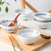 亿嘉IJARL 家用日式和风家用陶瓷餐具日式和风饭碗五只装