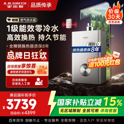 AO史密斯佳尼特 1级能效16L零冷水燃气热水器 JSLQ28-TJ3