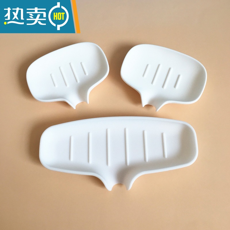 敬平导流式硅胶肥皂盒浴室不积水沥水架防滑香皂盒厨房水槽沥水垫A11 白色小号高清大图